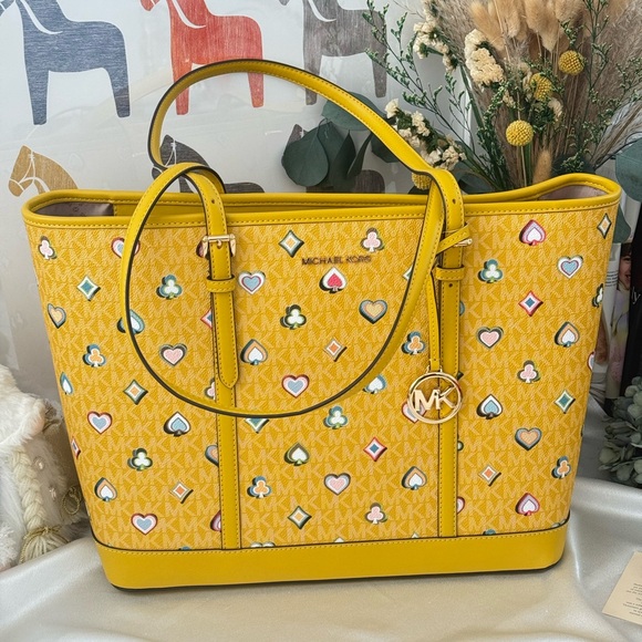 MICHAEL KORS OUTLET jet Set Large Printed Signature Logo Tote Baghone NWT - Picture 1 of 9